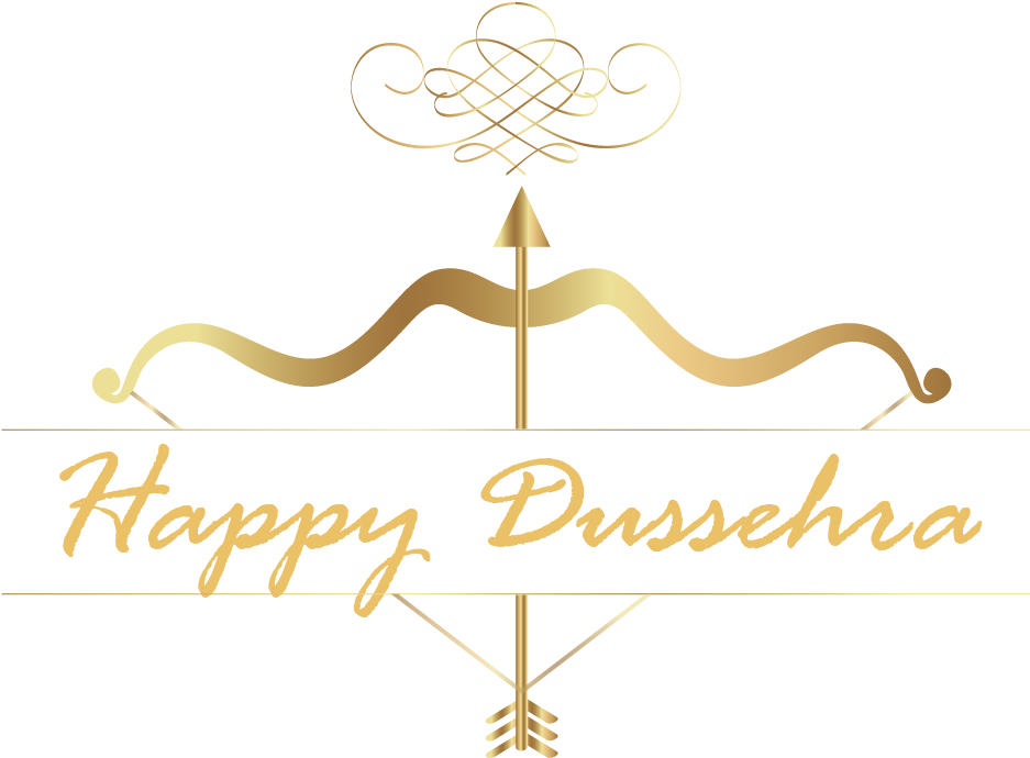 Happy Dussehra Greeting Golden Design PNG