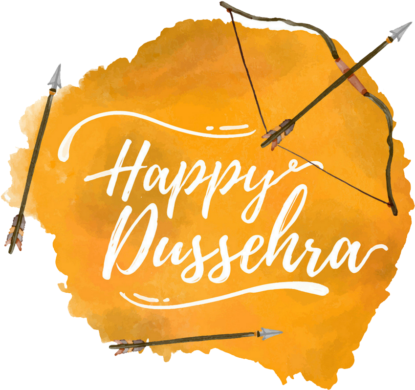 Happy Dussehra Greetingwith Bowand Arrows PNG