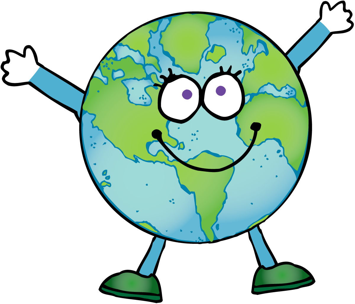 Happy Earth Cartoon Clipart PNG