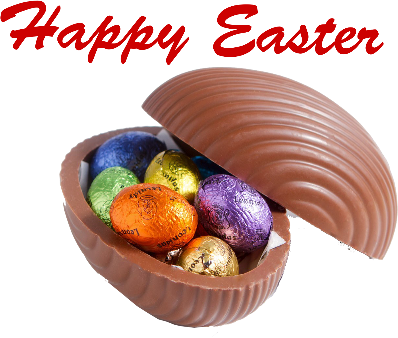 Happy Easter Chocolate Eggand Foil Wrapped Candies PNG