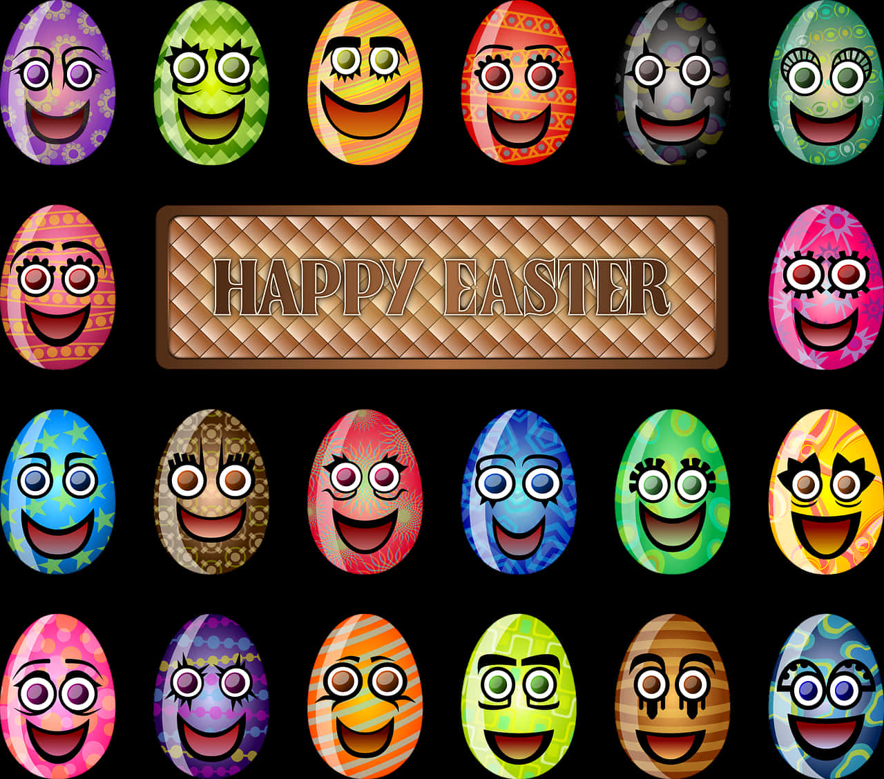 Happy Easter Emoji Eggs PNG