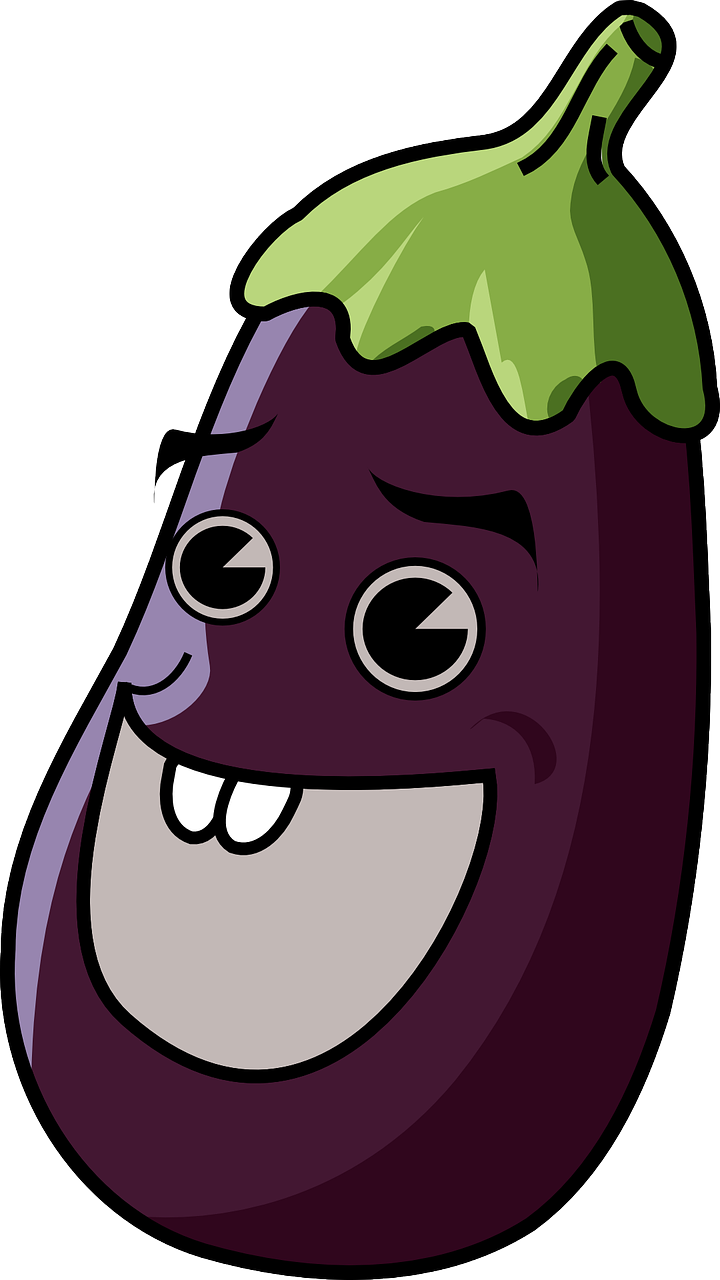 Happy Eggplant Cartoon Character PNG