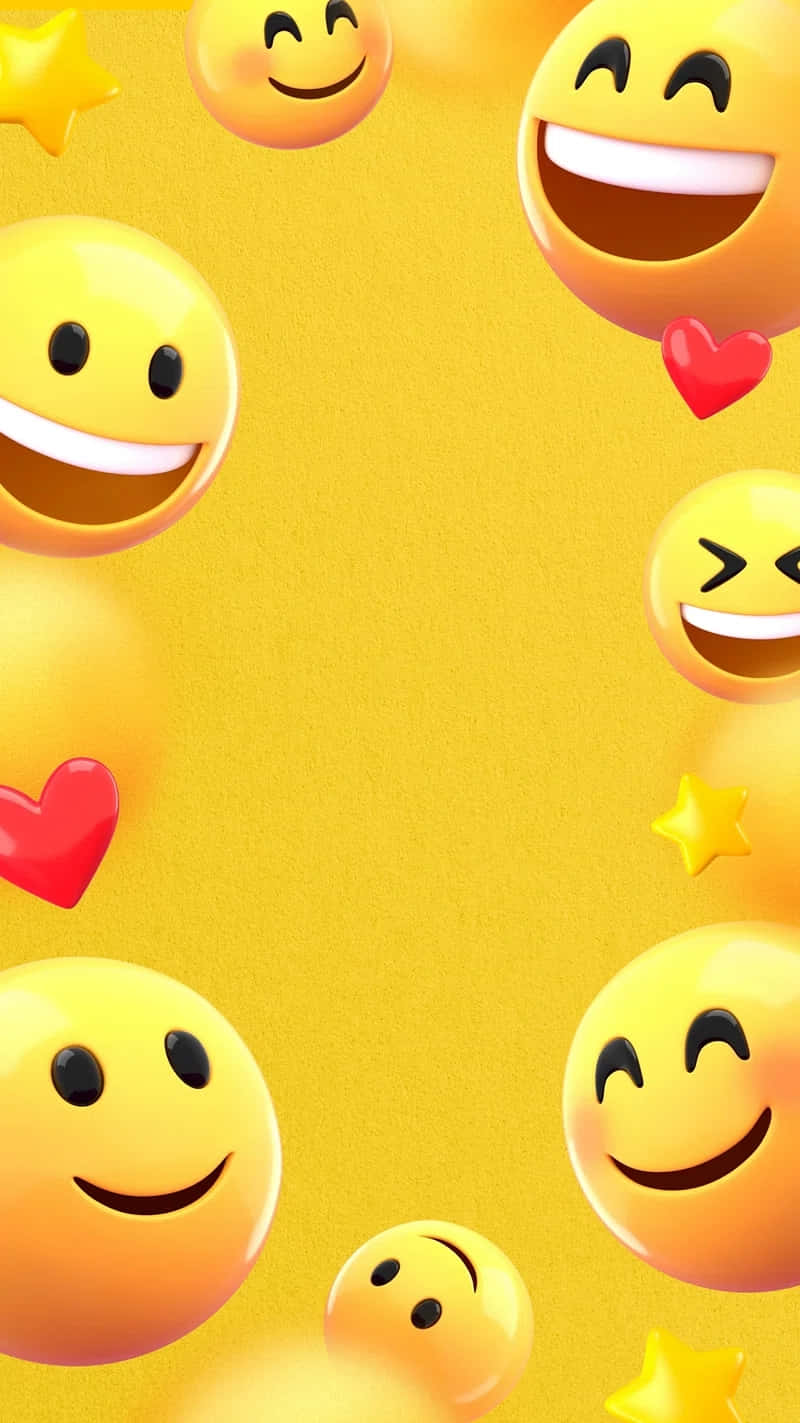 Happy Emoji Collage Yellow Background Wallpaper