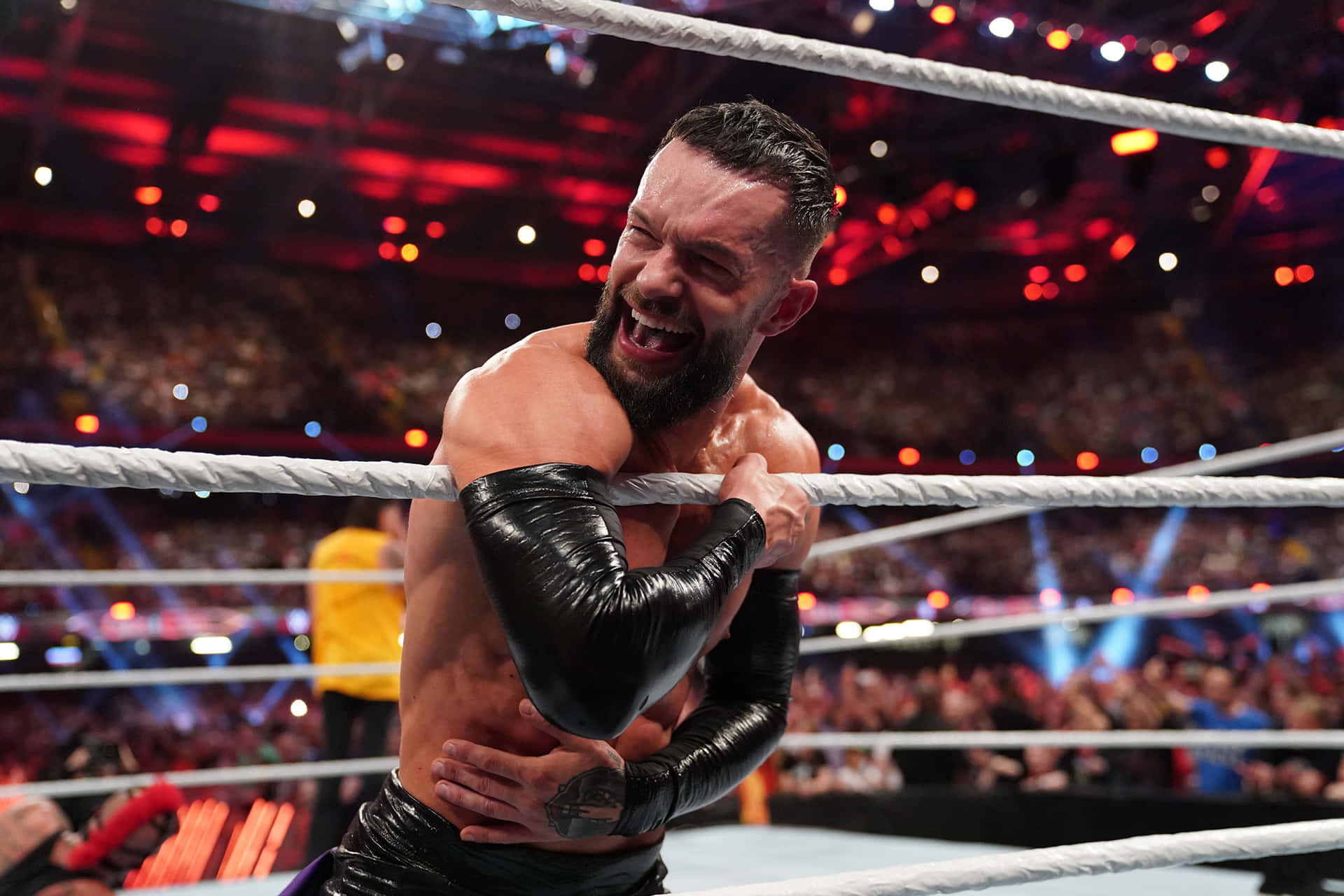 Strict perseverance personified, Fin Balor beams in this stellar wrestling shot. Wallpaper
