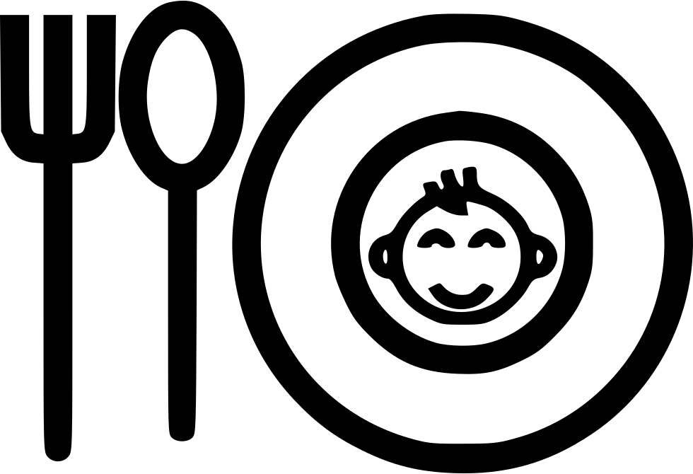 Happy Face Plate Cutlery Outline PNG