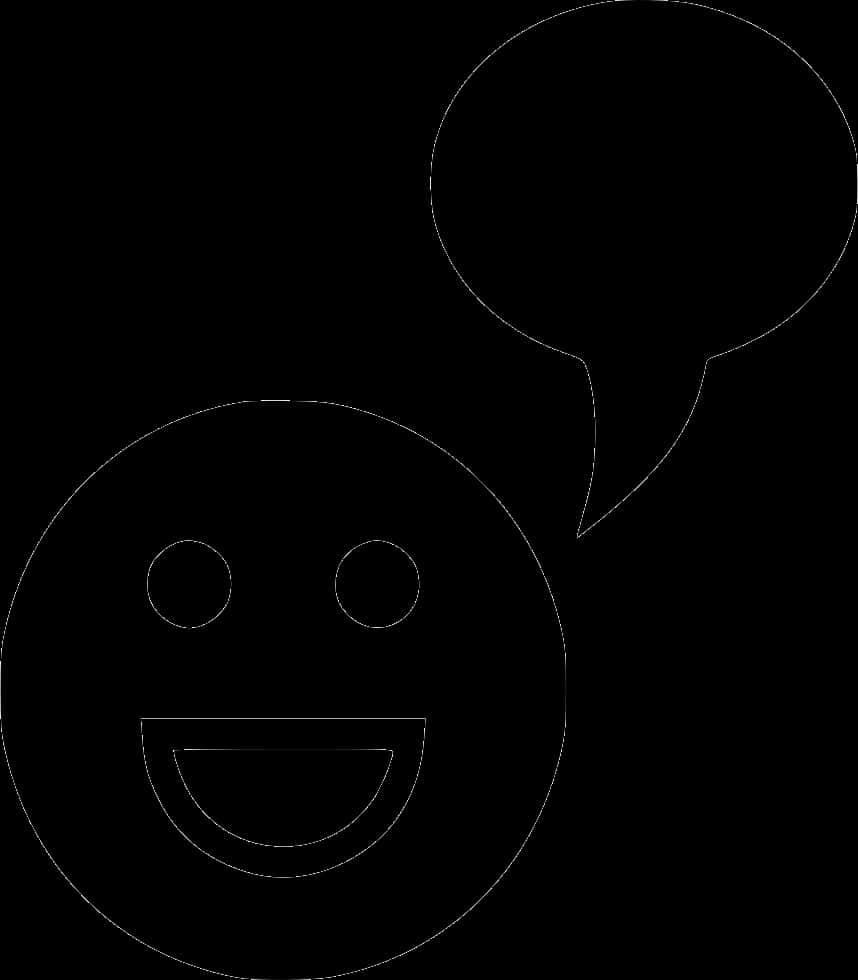 Happy Facewith Speech Bubble Outline PNG