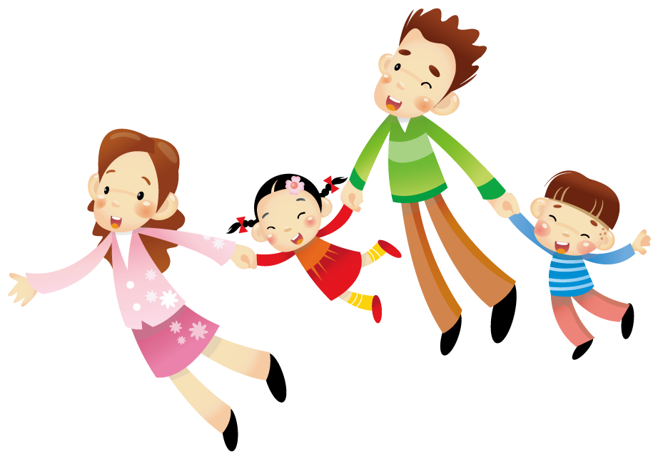 Happy Family Cartoon Skipping PNG
