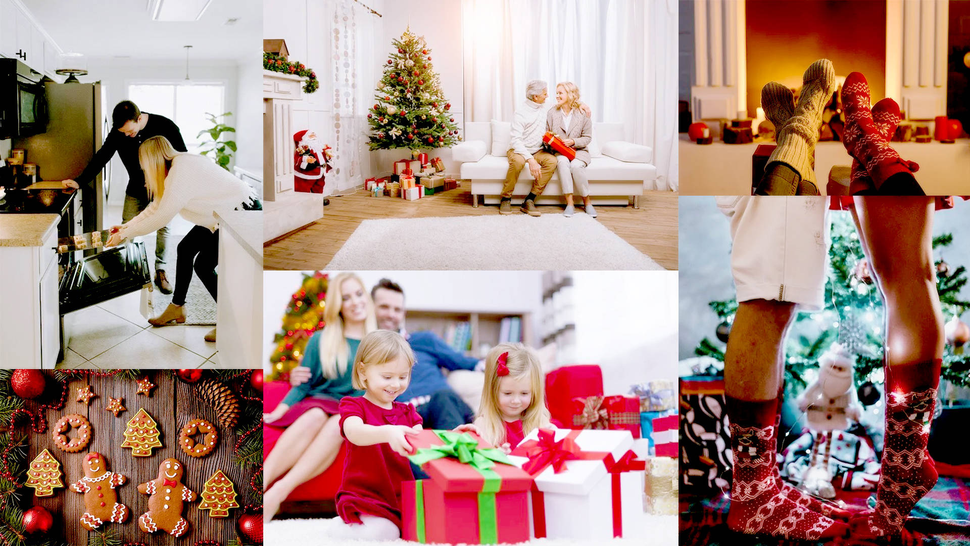 Happy Family Christmas Collage Wallpaper