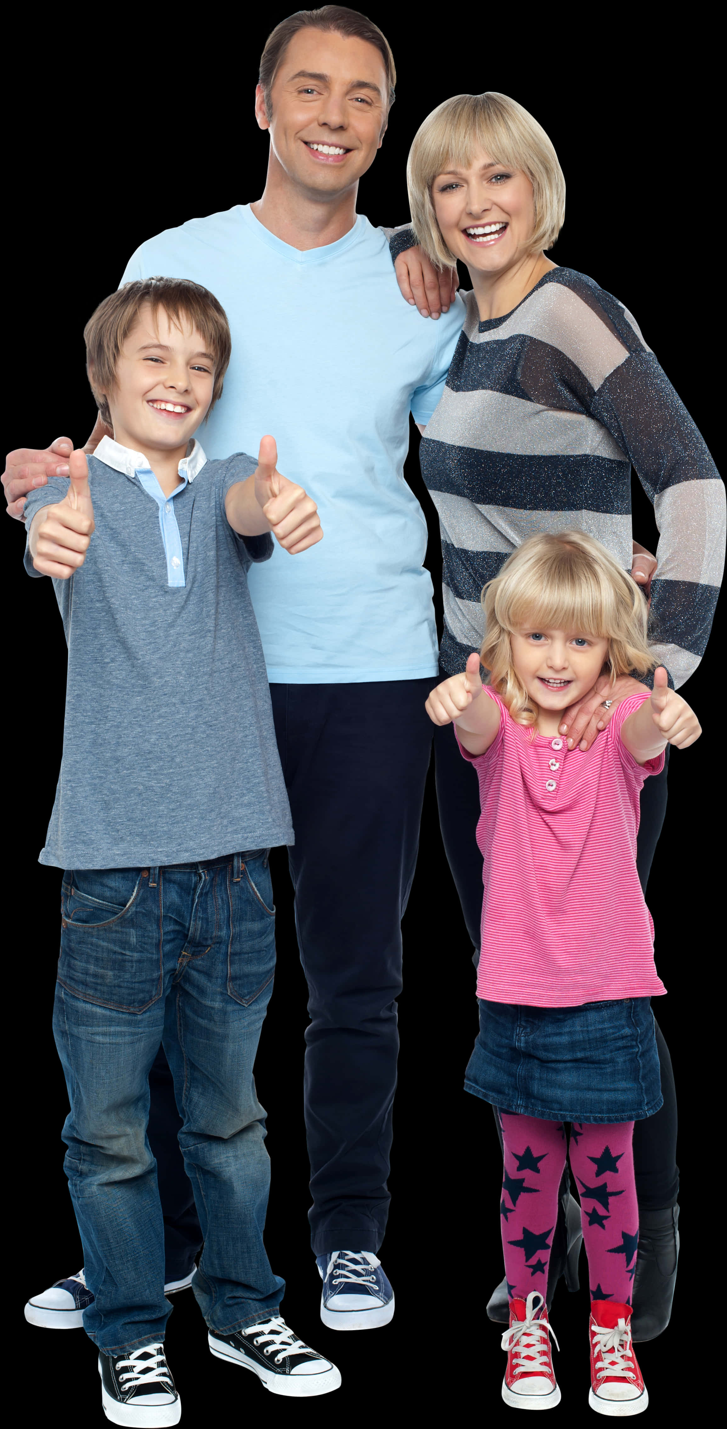 Happy Family Portrait Thumbs Up PNG
