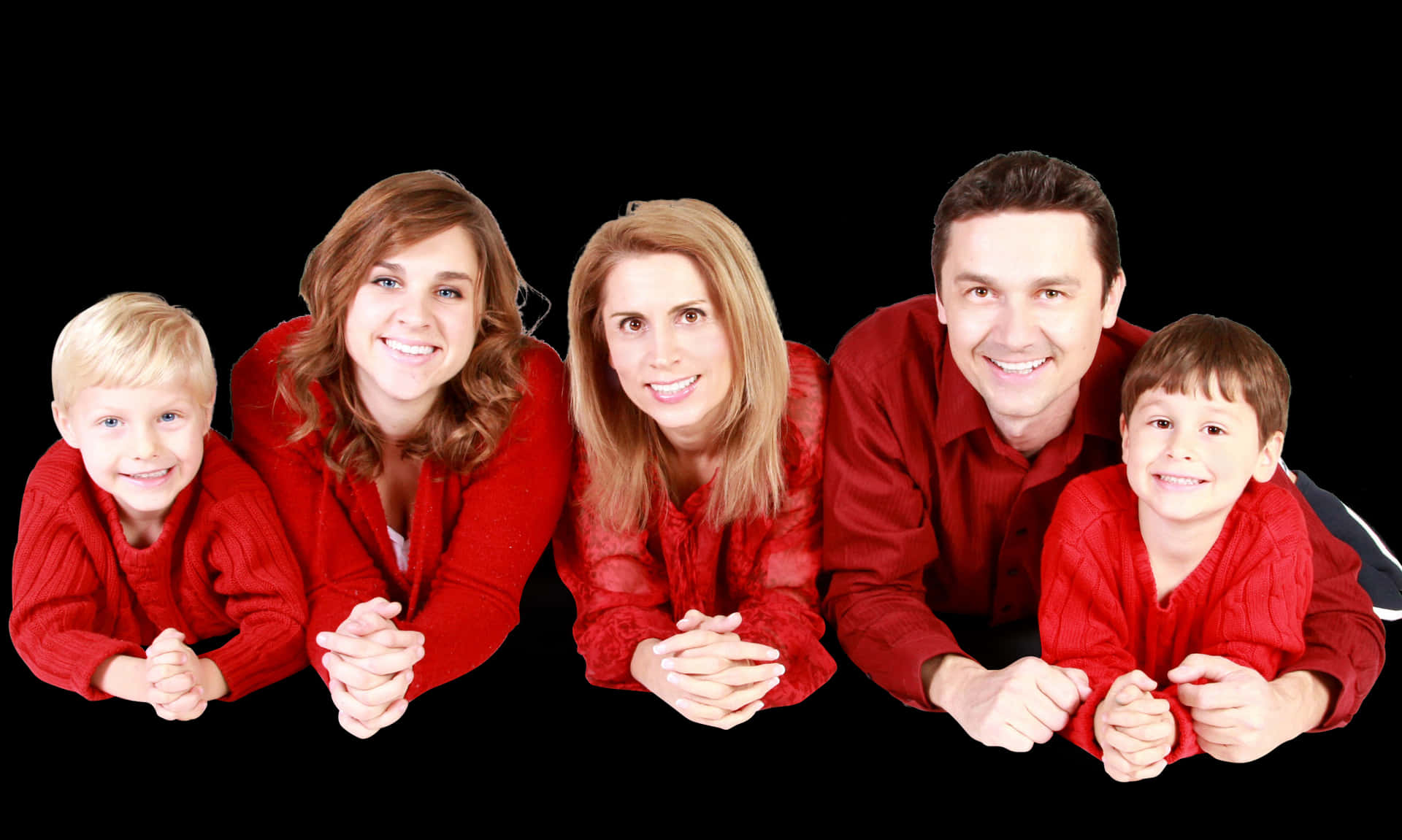 Happy Familyin Red Outfits PNG