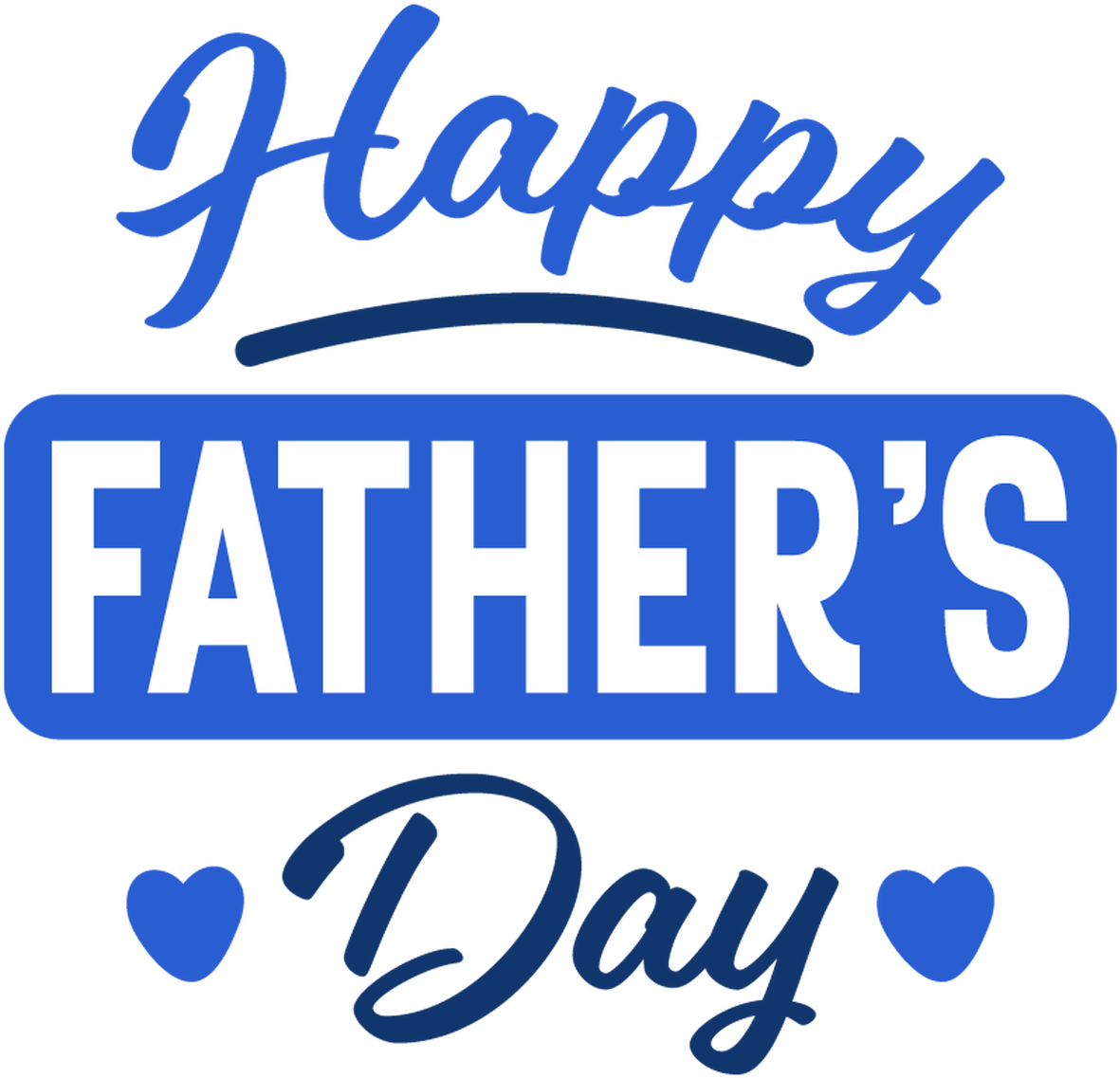 Happy Fathers Day Blue Text Graphic PNG