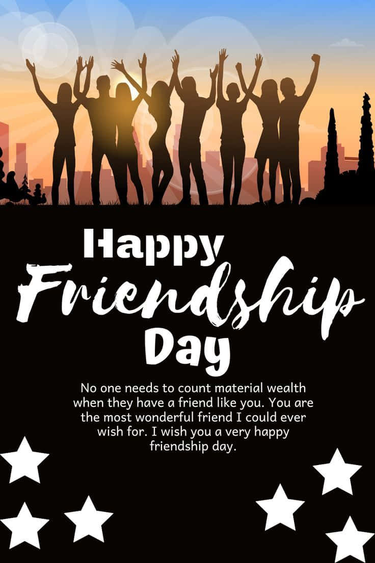 Happy Friendship Day Celebration Silhouette Wallpaper