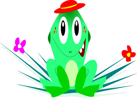 Happy Frog With Hat PNG