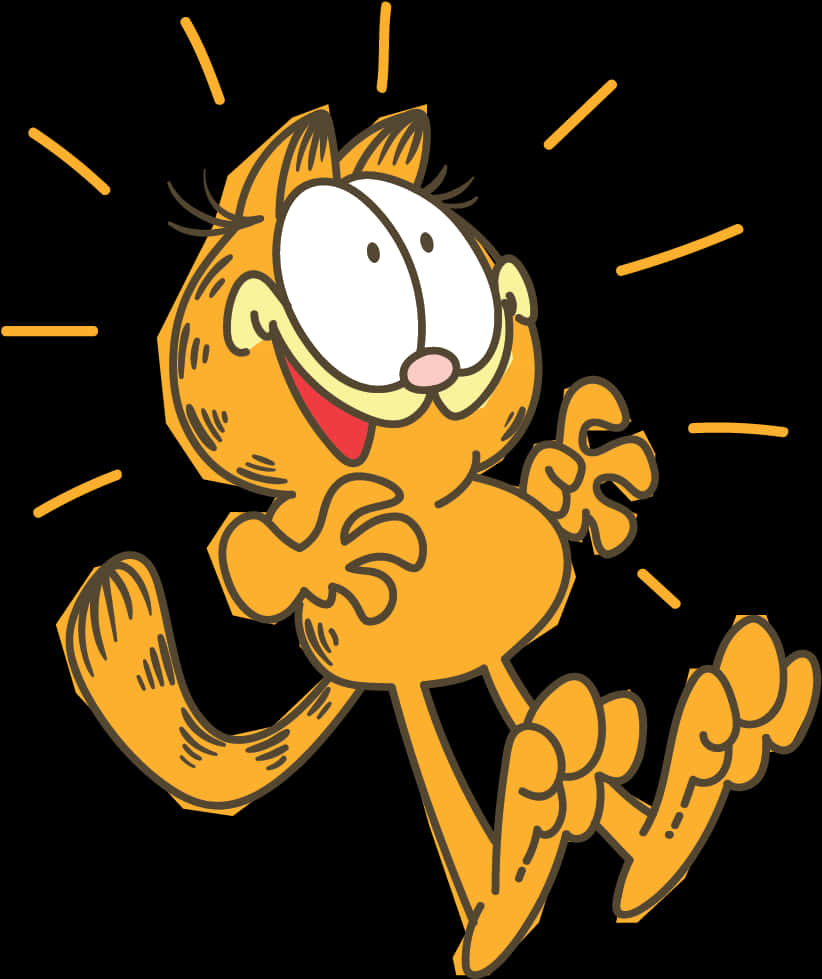 Happy Garfield Cartoon Illustration PNG