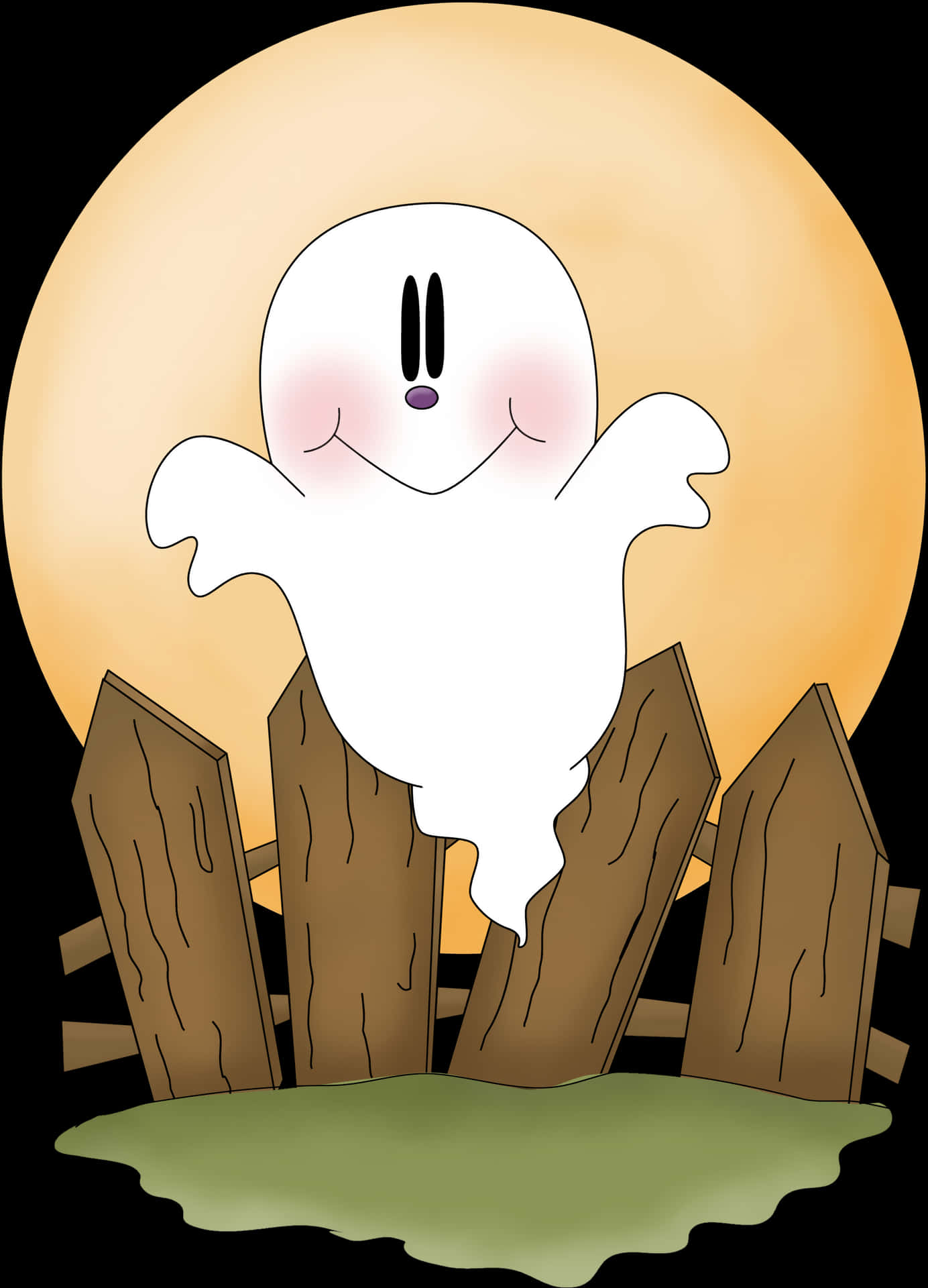 Happy Ghost Emergingfrom Fence PNG