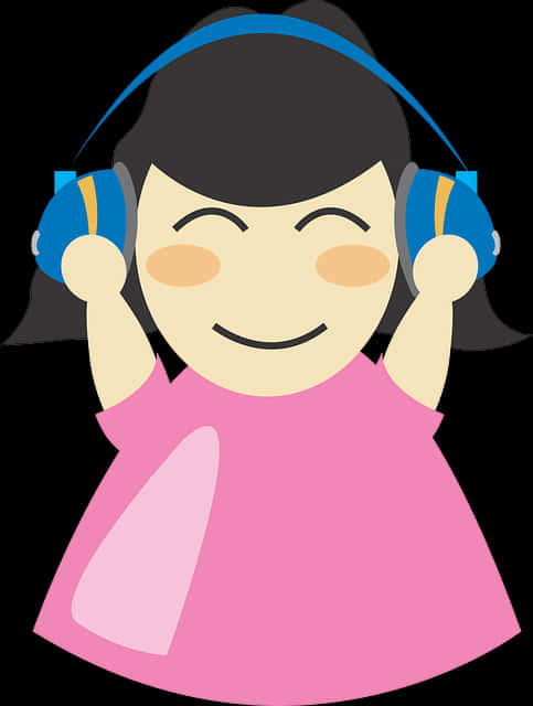Girl With Headphones Cartoon PNG