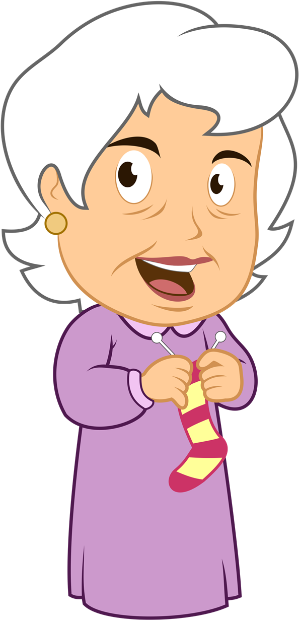 Happy Grandma Knitting Socks PNG