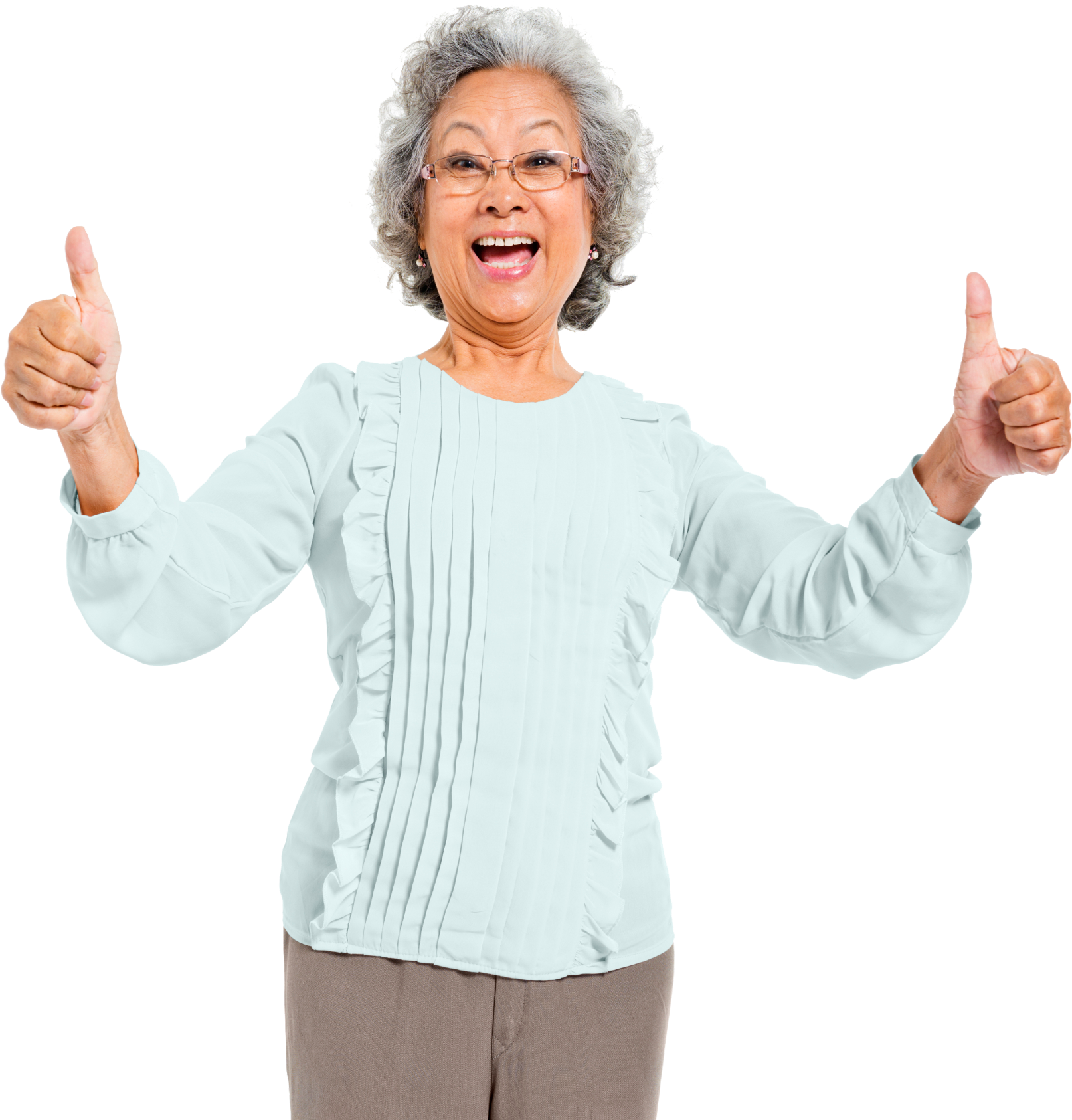 Happy Grandmother Giving Thumbs Up PNG