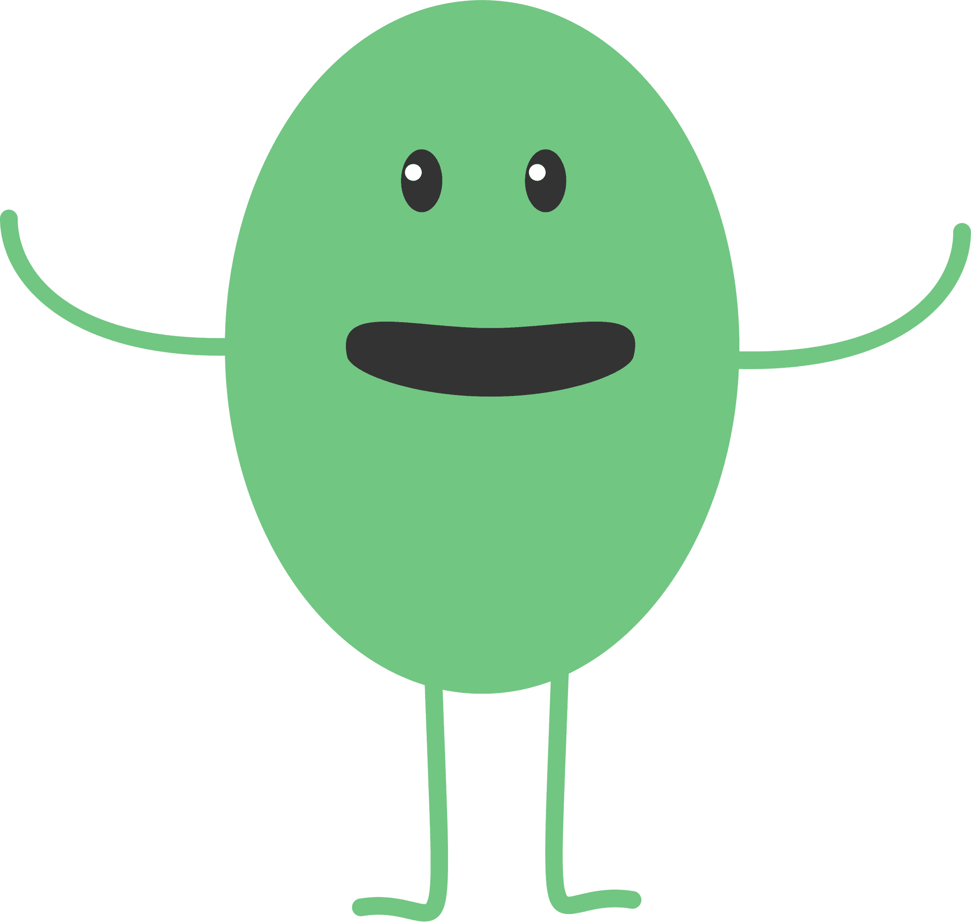 Happy Green Bean Cartoon Character PNG