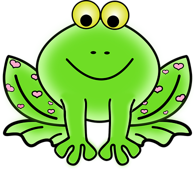 Happy Green Frog Cartoon PNG