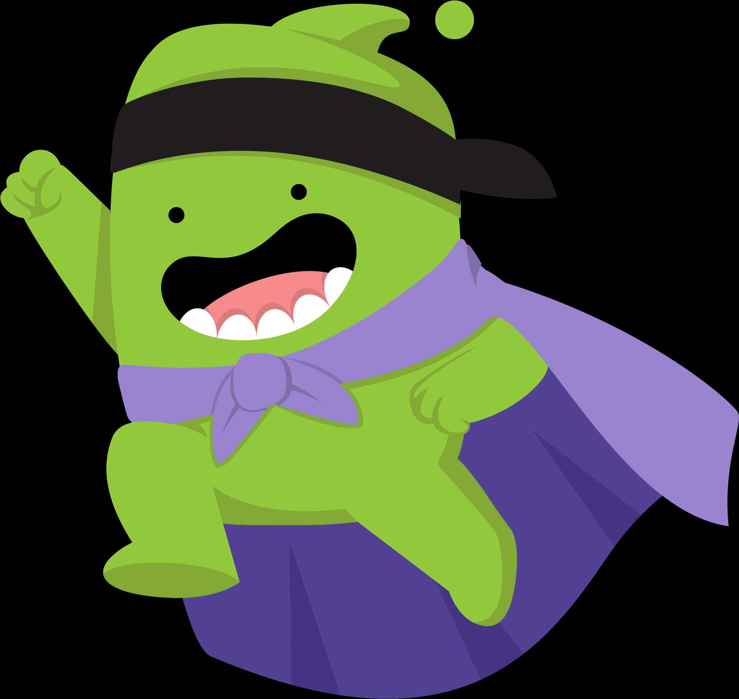Happy Green Monster Cartoon Character PNG