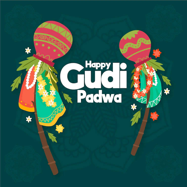 Happy Gudi Padwa Blue Banner Wallpaper