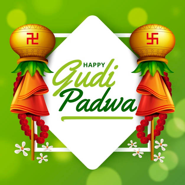 Happy Gudi Padwa Green Banner Wallpaper