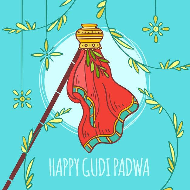 Happy Gudi Padwa Light Blue Background Wallpaper