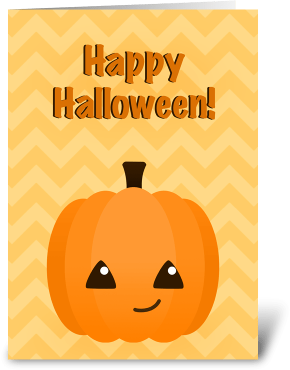 Happy Halloween Chevron Pattern Pumpkin Card PNG