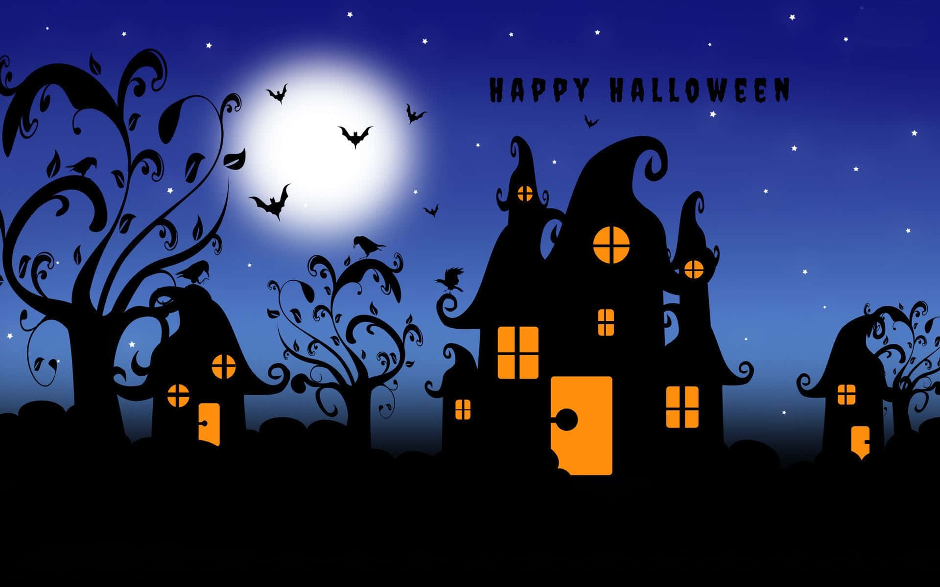 Happy Halloween Blue Starry Sky Picture