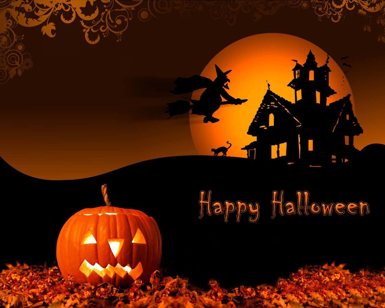 Glædelig Halloween flyvende heksebillede