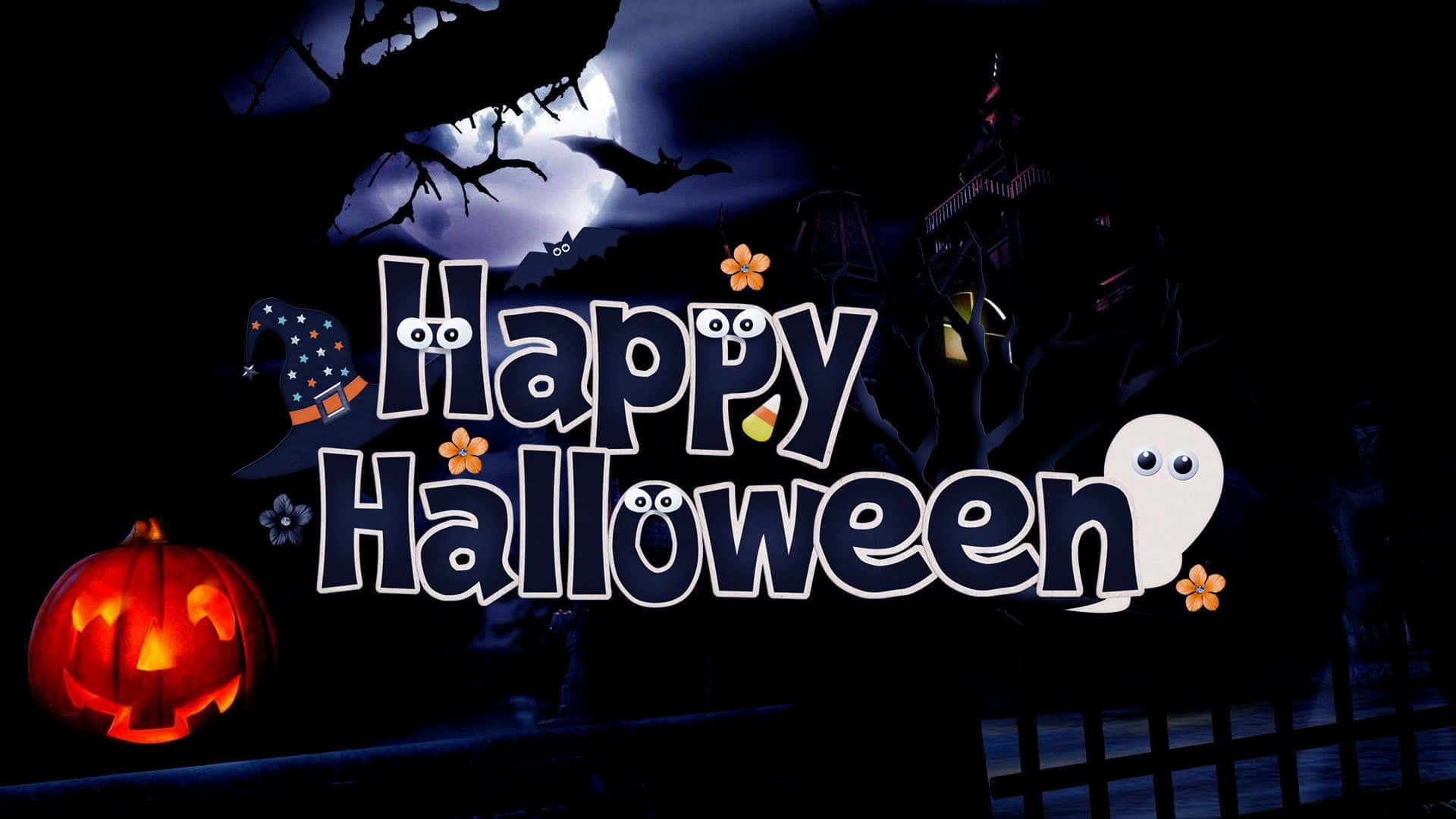 Glædelig Halloween sød spøgelse og glemmende græskar billede tapet