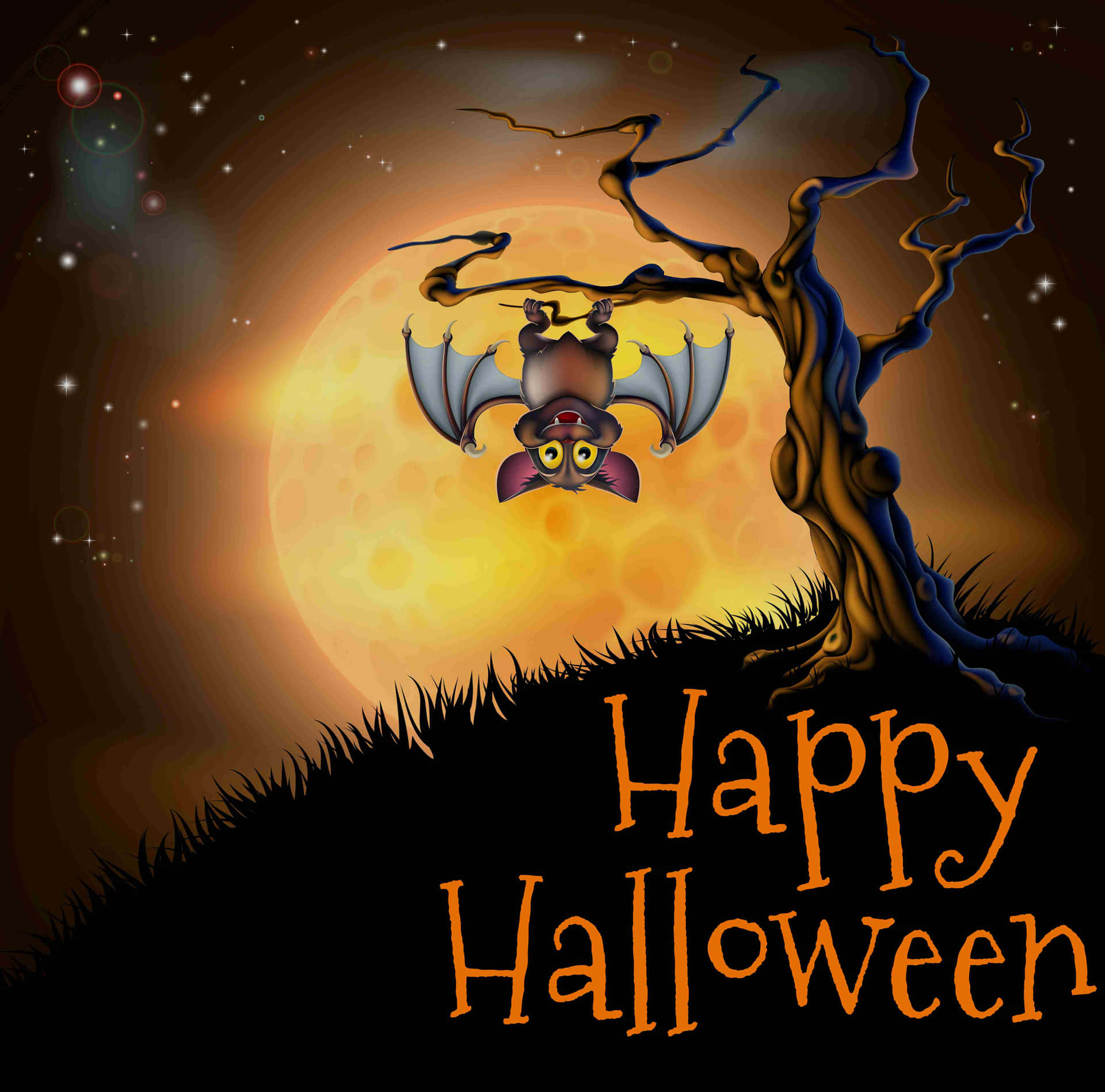 Happy Halloween Spooky Tree Bat Picture
