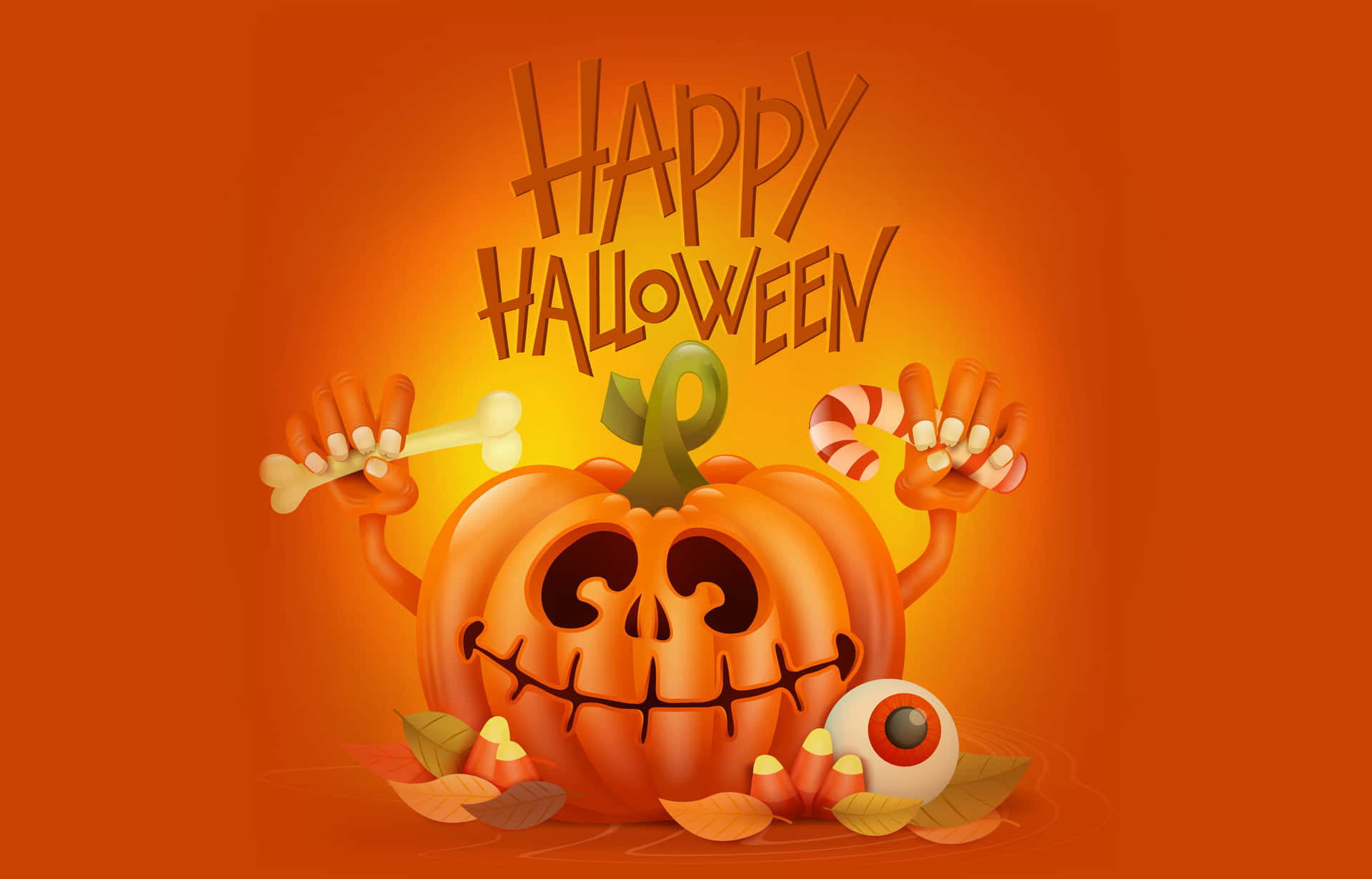 Happy Halloween Pumpkin Raising Hands Picture