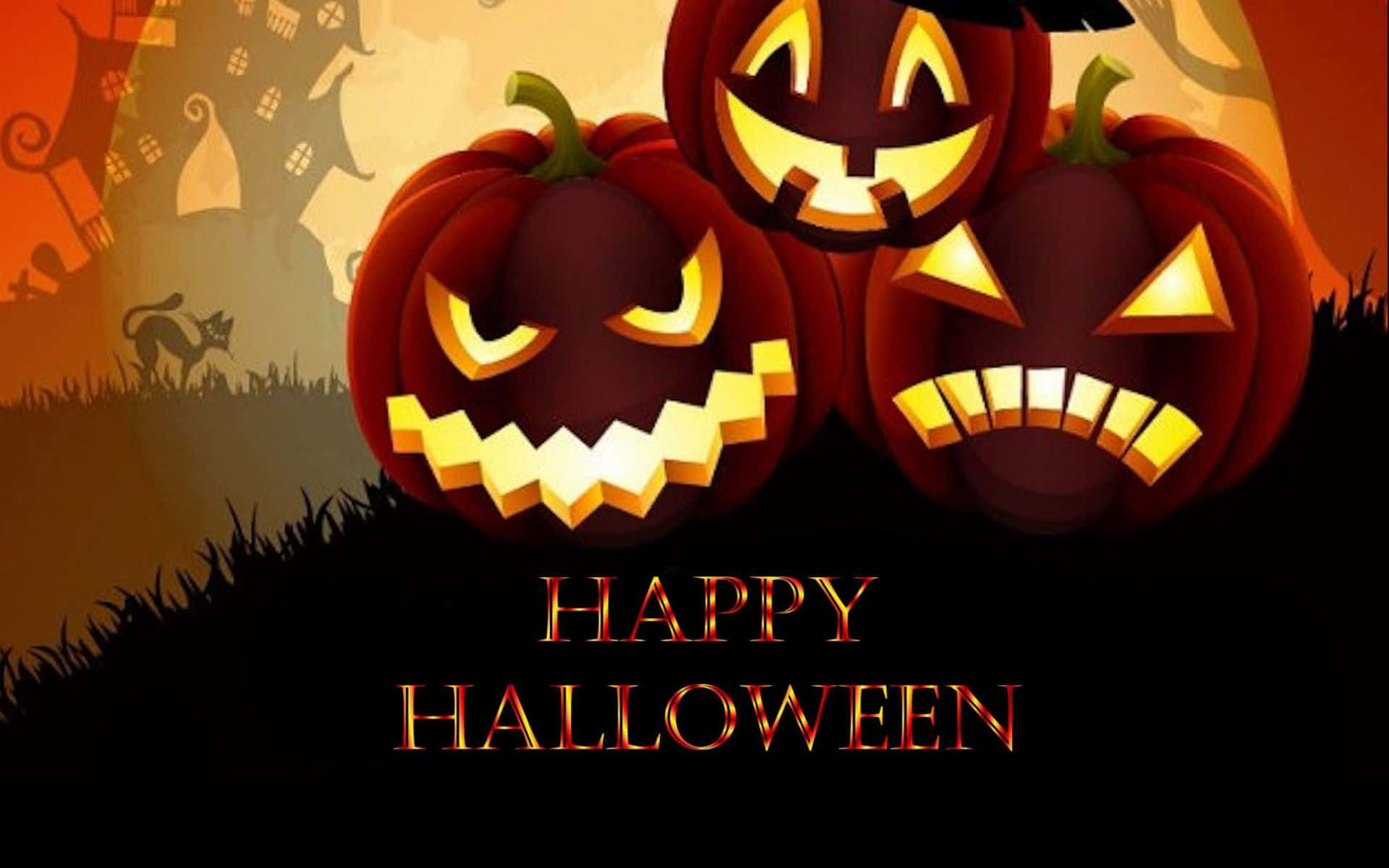 Glædelig Halloween Tre Vrede Græskar Billede