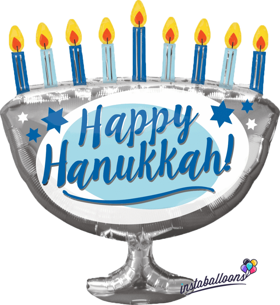 Happy Hanukkah Menorah Balloon PNG