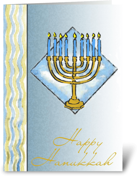 Happy Hanukkah Menorah Greeting Card PNG