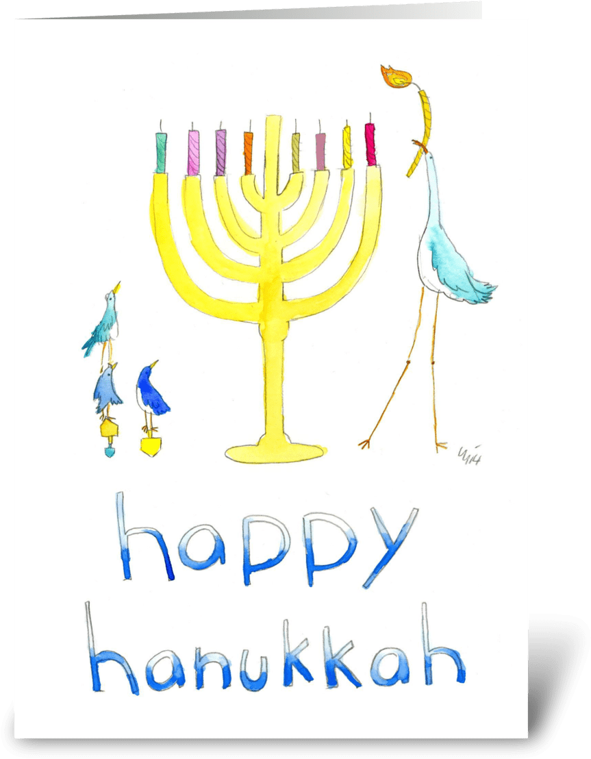 Happy Hanukkah Menorahand Birds PNG