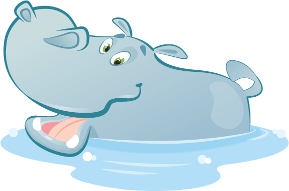 Download Happy Hippo Cartoon Bathing | Wallpapers.com