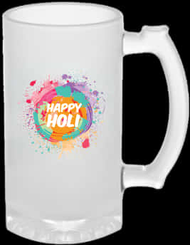 Happy Holi Festival Colorful Beer Mug PNG