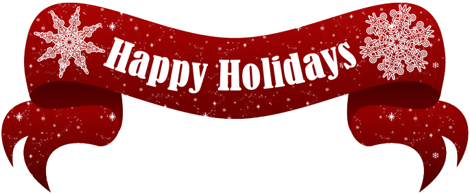 Happy Holidays Banner Red Snowflakes PNG