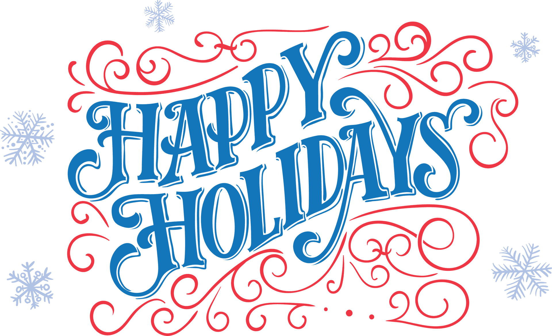 Happy Holidays Calligraphy Snowflakes PNG