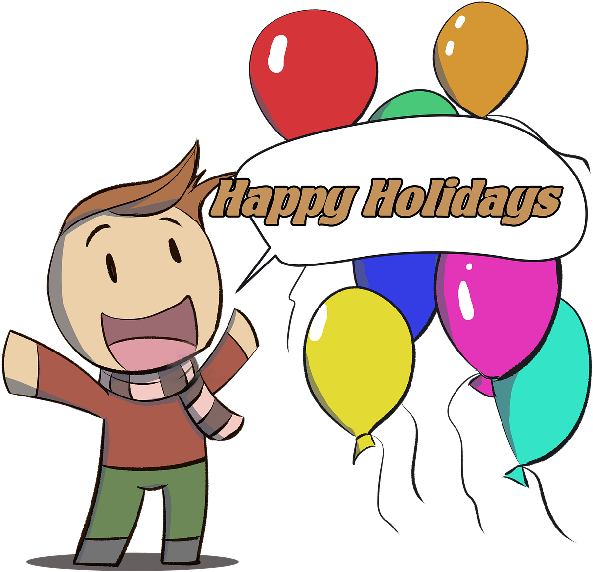 Happy Holidays Cartoon Celebration PNG