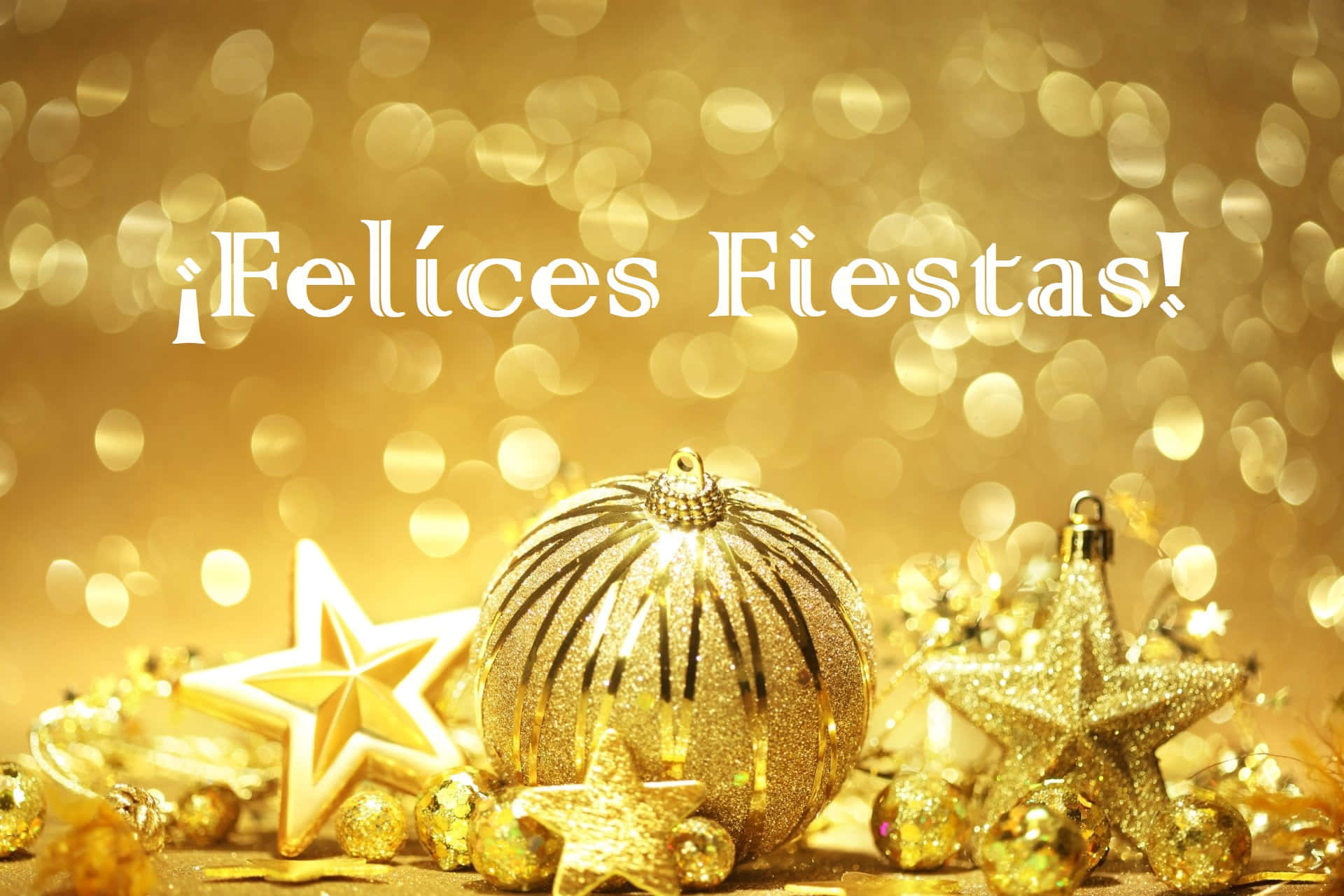 A Gold Background With The Words Felices Fiestas Wallpaper