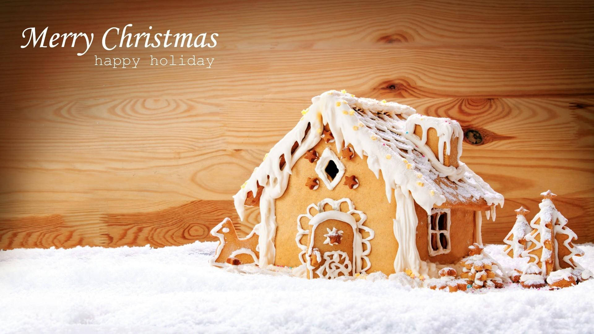 Happy Holidays Gingerbread House Poster Wallpaper