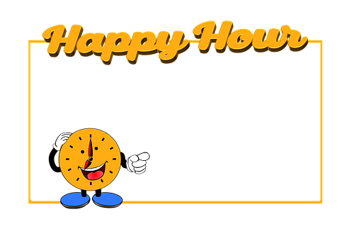 Happy Hour Clock Character Graphic PNG