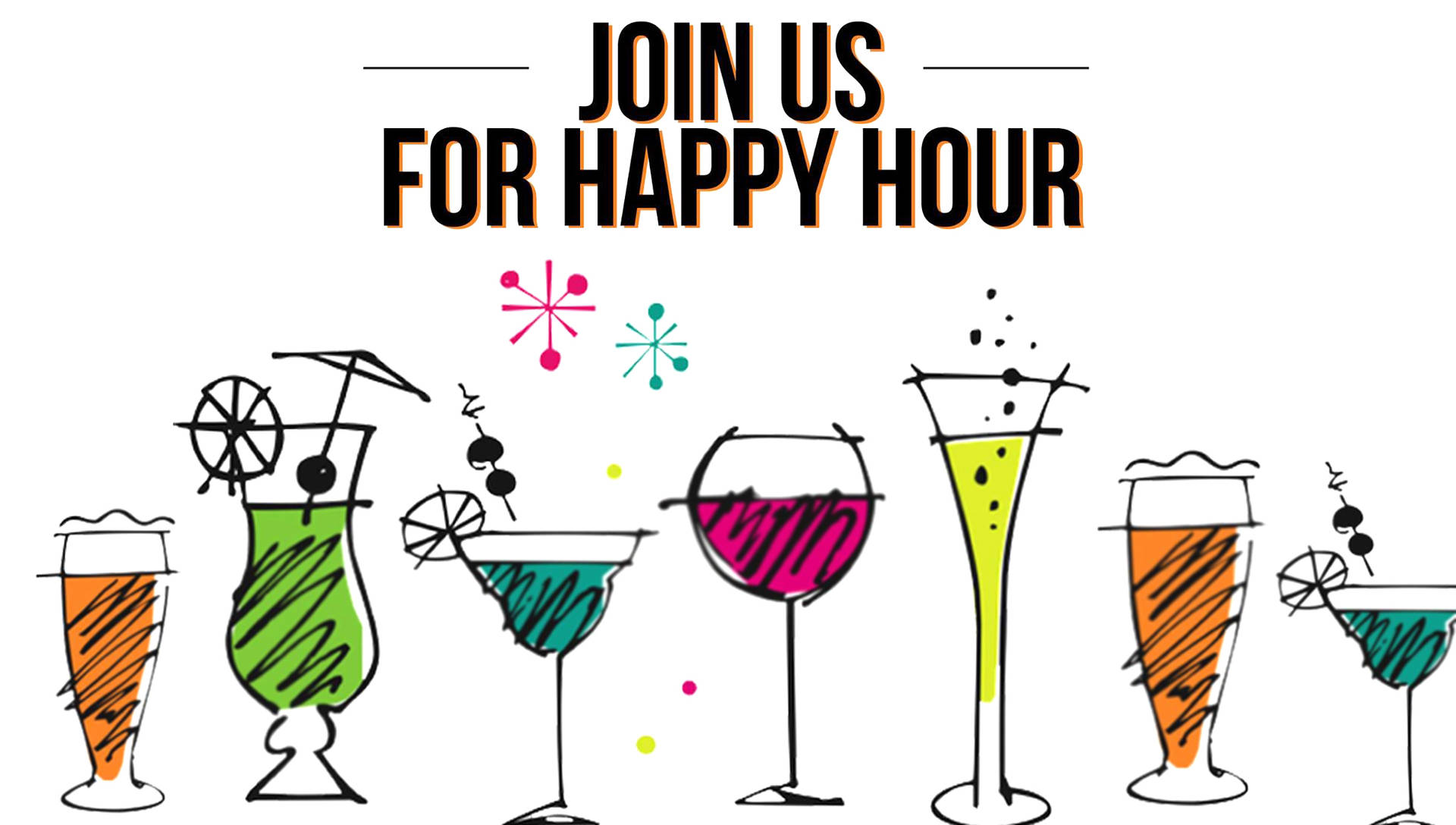 Happy Hour Cocktail Skitse Wallpaper