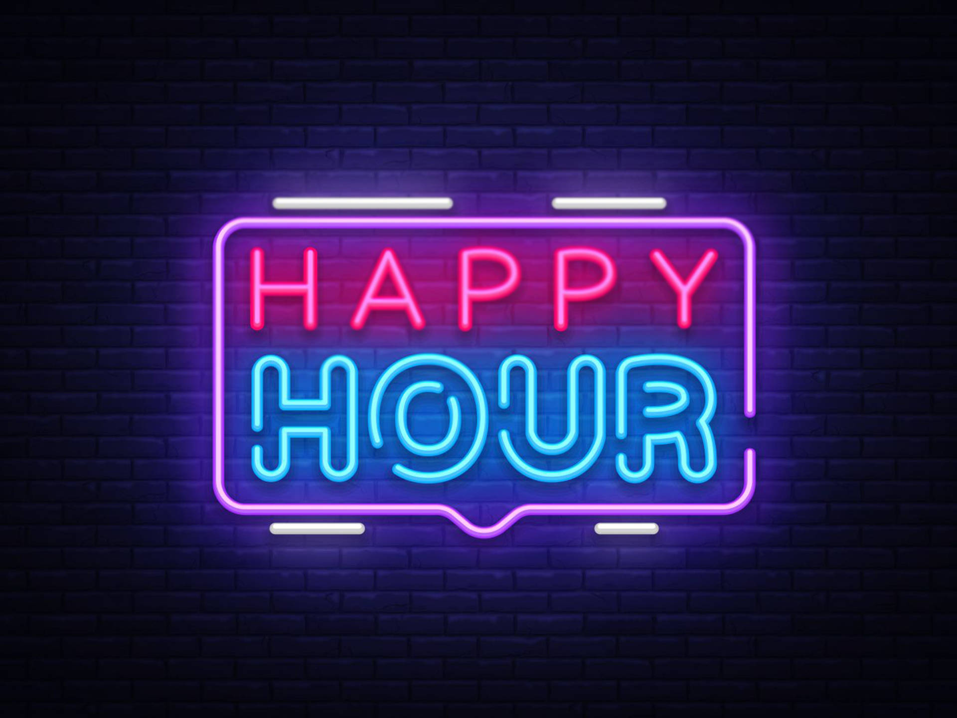 Happy Hour Neon Vector Sign Wallpaper