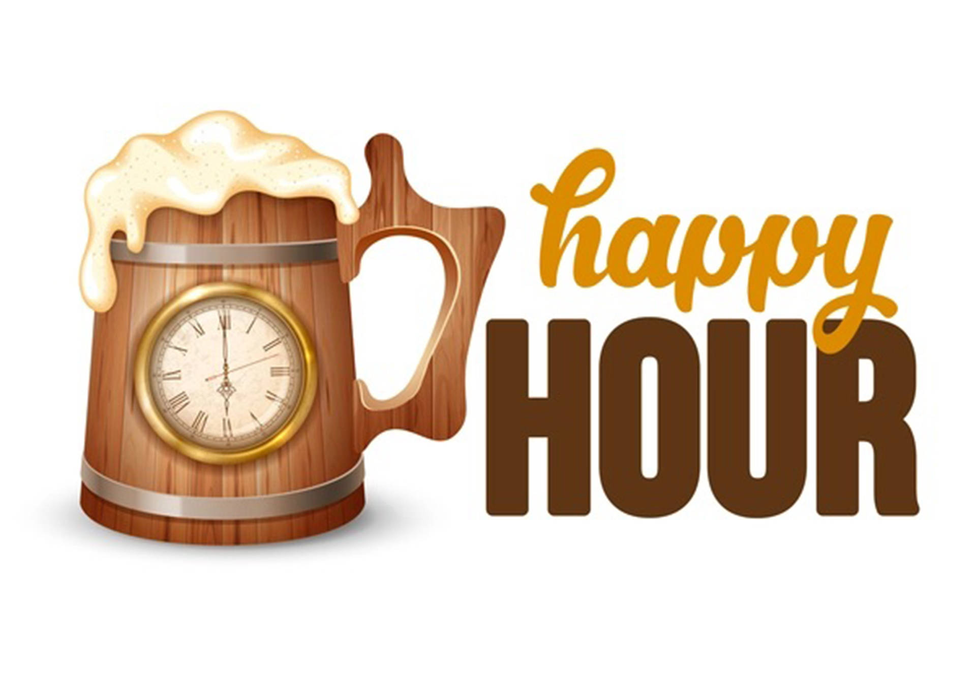 Happy Hour Wooden Beer Art Wallpaper