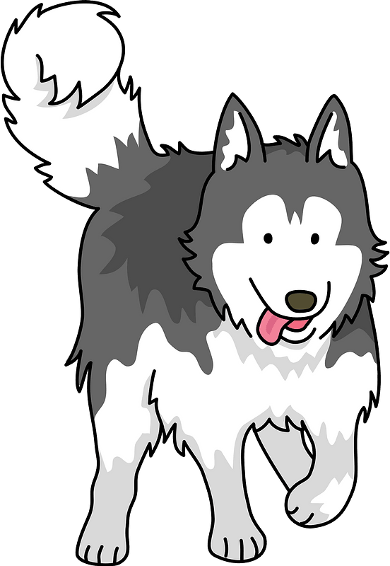 Happy Husky Cartoon Illustration PNG